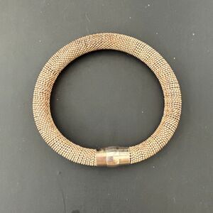 Italy Milor 925 Sterling Silver Pebbled Beaded Flexible Mesh Bracelet Vermeil